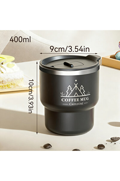 Choice كوب حراري أسود 400 مل مصنوع من الفولاذ المقاوم للصدأ 304 معزول بطبقتين...