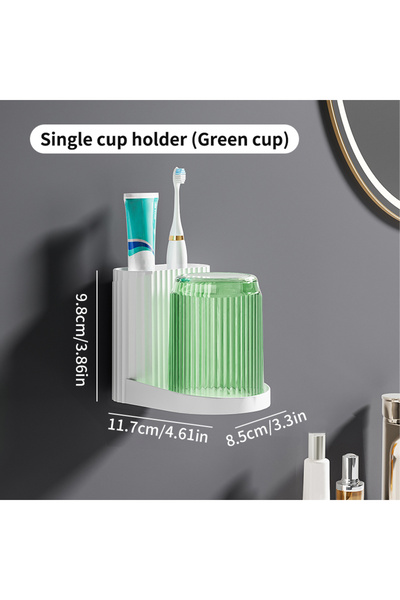 Choice حامل فرشاة الأسنان المثبت على الحائط باللون الأخضر الفاتح مع كوب غسول ...