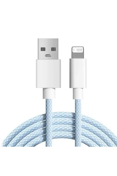 Choice كابل USB مضفر بطول 1 متر، أزرق، متعدد الألوان، مناسب لأجهزة iPhone 14 ...