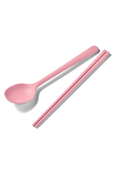 Choice 1Set Pink Silicone Kitchen Utensil Collection for Dining Sushi Chopsticks Coffee Dessert Spoons