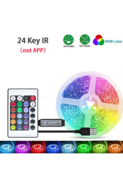 Choice شريط إضاءة LED RGB بطول 1 متر و24 مفتاحًا، مزود بخاصية التحكم عن بُعد عبر تطبيق الهاتف، يعمل بجهد 5 فولت، مزود بمنفذ USB، قابل للتحكم عن بُعد.