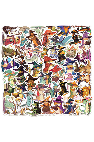 Choice ملصقات متعددة الألوان من 50 قطعة على شكل سحلية ووزغة وساحرة وساحر هالو...