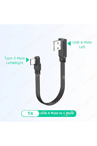 Choice 10 سم T4 USB A M إلى C M مسطح مرن مستقيم وأعلى وأسفل ويسار ويمين بزاوي...