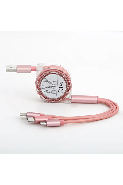 Choice كابل تلسكوبي 3 في 1 من NNBILI باللون الوردي بطول 1 متر مناسب للهواتف ا...