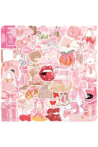 Choice ملصقات متعددة الألوان، 50 قطعة، ملصقات دب وردية جميلة، ملصقات أنثوية ج...