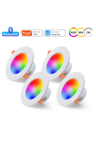 Choice مصباح ذكي Tuya مزود بـ 4 مصابيح LED قابلة للتعتيم وبلوتوث وإضاءة LED R...