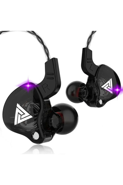 Vikefon سماعة أذن QKZ AK6 سوداء اللون مزودة بـ 6 وحدات تشغيل ديناميكية مع ميك...