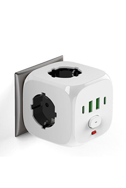 Choice شريط طاقة أبيض بمقبس حائطي موسع بمقبس الاتحاد الأوروبي مع 3 منافذ تيار...
