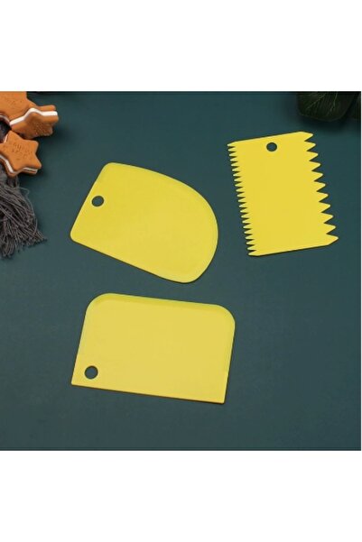 Choice مجموعة مكشطة الكيك الصفراء المكونة من 3 قطع، أداة تنعيم تزيين الكيك، ع...