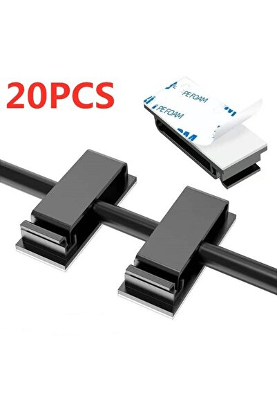 Choice 20 قطعة - مشبك كابلات أسود ذاتي اللصق لإدارة الأسلاك وحامل الأسلاك الأ...