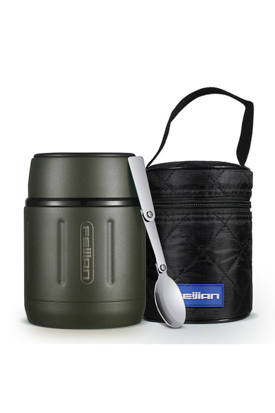 Choice 500ml Army Green FEIJIAN 500ml Food Thermos, 316 Stainless Steel Vacuum Insulated Food Jar With Spo