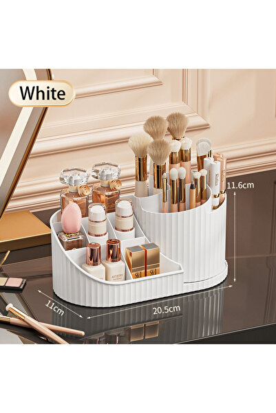 Choice منظم مستحضرات تجميل أبيض قابل للدوران 360 درجة، أحمر شفاه، منظم فرش ال...