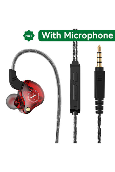 Choice سماعات رأس سلكية حمراء مع ميكروفون للهواتف المحمولة، جهير ثقيل 3.5 مم،...