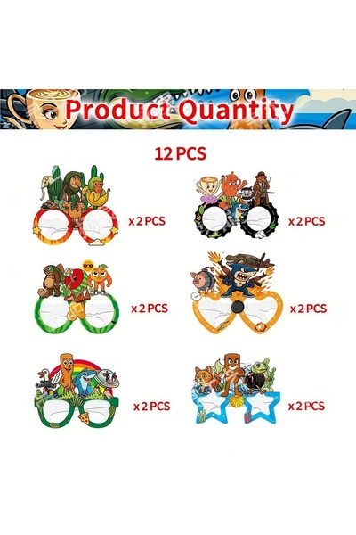 Choice 12pcs Mixed Brainrot Party Paper Glasses Birthday Decoration Tung Tung...