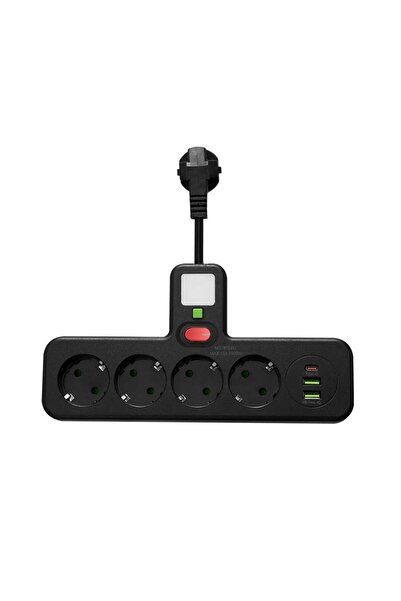 Choice مفتاح التحكم الرئيسي لمقبس الطاقة المثبت على الحائط باللون الأسود 8028U، 4 مقابس و3 منافذ طاقة، 2 منفذ USB و1