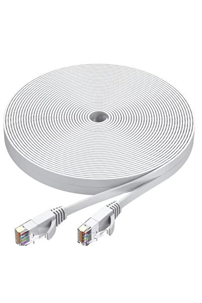 Choice كابل إيثرنت مسطح أبيض CAT 6 بطول 15 مترًا، شبكة إنترنت CAT 6 جيجابت مسطحة عالية السرعة، شبكة LAN