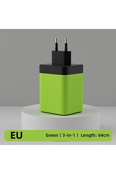 Choice شاحن يو إس بي من النوع سي سريع الشحن 3 في 1 من إيلو، باللون الأخضر الأ...