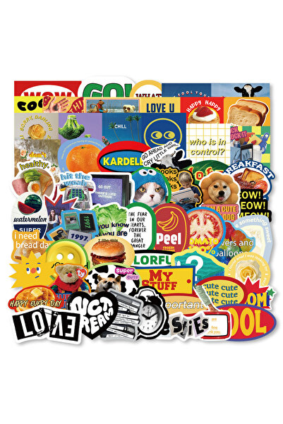 Choice MULTICOLOR 60PCS Cool Ins Style Simple Retro Label Vinyl Waterproof Stickers for Water Bottle Laptop
