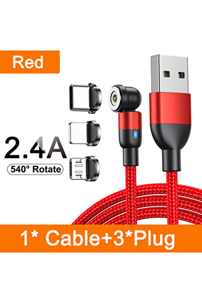 Choice كابل AUFU 540 مغناطيسي دوار من النوع C بطول 1 متر مع 3 أطراف، كابل شحن...