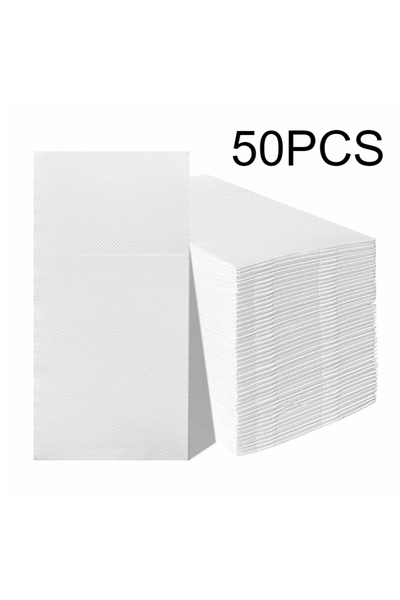 Choice 50 قطعة من مناديل ورقية بيضاء مطوية مسبقًا مع جيب مدمج لأدوات المائدة،...