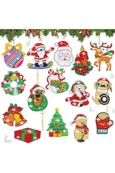 Choice YSK203-15 قطعة 8-20 قطعة/مجموعة سلاسل مفاتيح DIY لوحة ماسية زينة عيد ا...