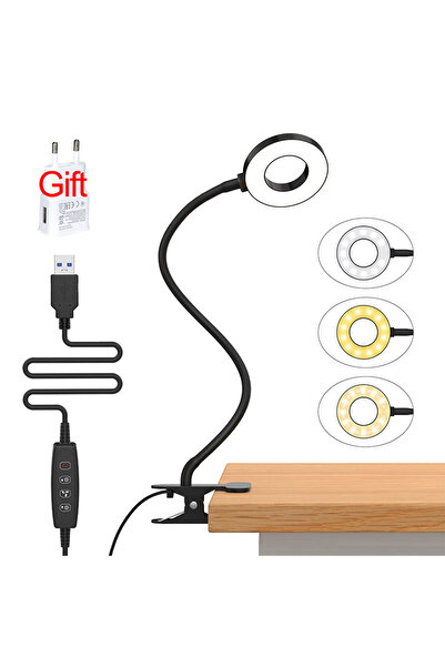 Choice مصباح مكتب LED بثلاثة ألوان مع قابس الاتحاد الأوروبي، مشبك إضاءة قابل ...