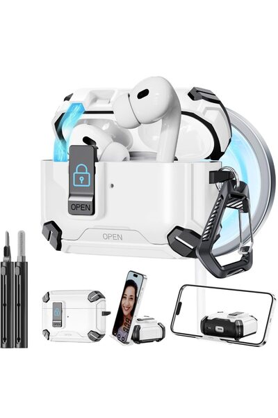 Choice حافظة Airpods Pro 3 B باللون الأبيض مع قلم لجهاز Airpods Pro 3 (2025) ...