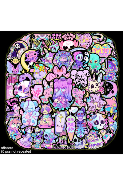 Choice 50Pcs 50Pcs Purple Gothic Graffiti Stickers Water Bottle Laptop Phone ...