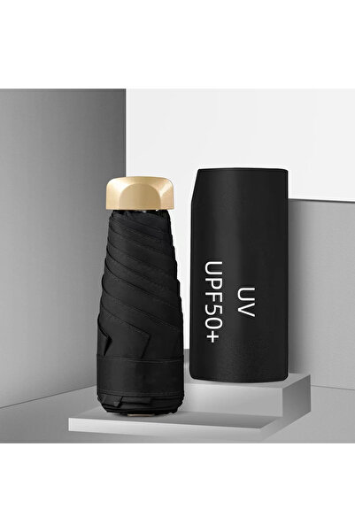 Choice مظلة سوداء من الحديد 6K للأيام المشمسة والممطرة، صغيرة محمولة قابلة لل...