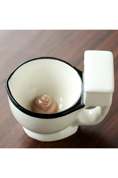 Choice 201-300 مل ب 300 مل كوب قهوة على شكل مرحاض كوب سيراميك بمقبض كوب ماء قهوة شاي حليب آيس كريم