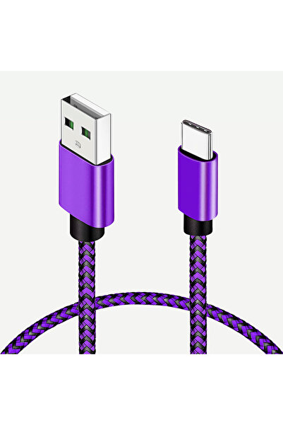 Choice كابلات USB A إلى Type C المضفرة المصنوعة من النايلون الأرجواني بطول 1 ...