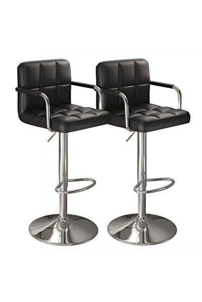 sharpdo 2-Piece Bar Stool Set, Nappa Leather High Back Bar Stool, Comfortable Adjustable High Bar Stool