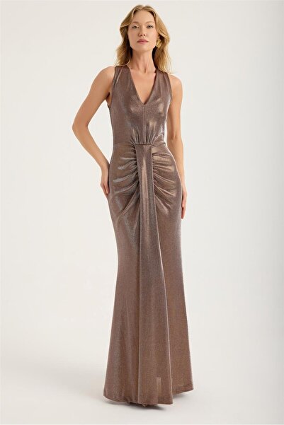 HomeStore Simli Derin V Yaka Elbise