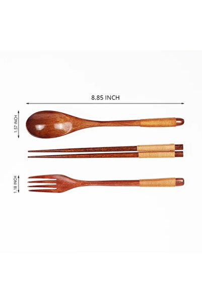 Choice ربطة سلكية بنية مكونة من قطعة واحدة من عيدان تناول الطعام الخشبية وشوك...