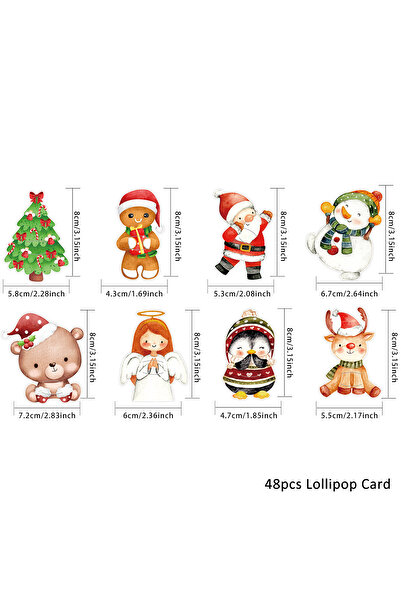 Choice 48 قطعة متنوعة من بطاقات مصاصات عيد الميلاد، حاملات حلوى سانتا/رجل خبز...