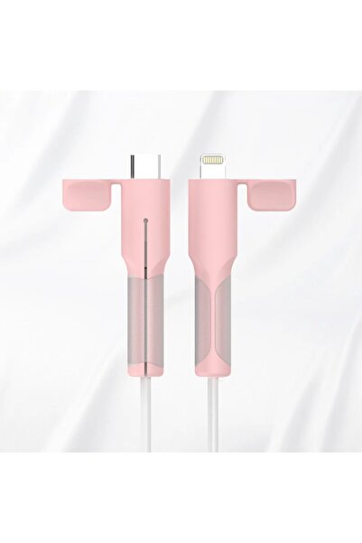 Choice جراب واقي لكابل شحن USB من النوع C إلى iPhone باللون الوردي، واقي سلك ...