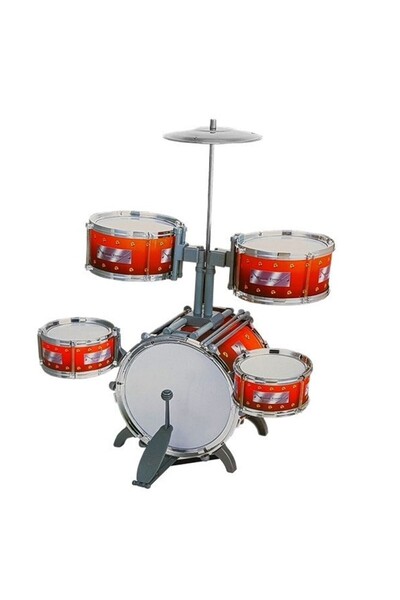 PROCART Set of 5 jazz drums for children, musical drums for children 5 years+, cymbal, sticks, chair