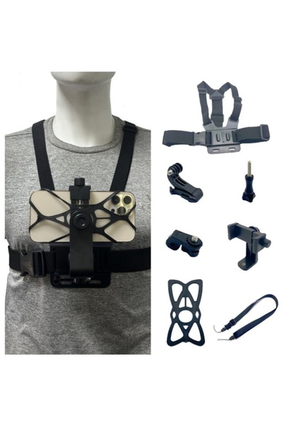 Choice 7 in 1 7 in 1 Action Camera Kit Chest Strap Mount Phone Mount Holder Adjustable Live Phone Strap Mou