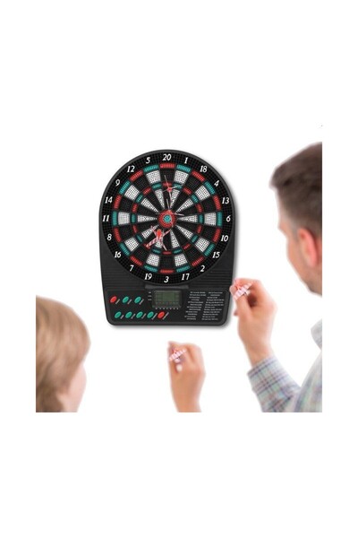 PROCART Mini Darts game with electronic display, 2-8 players, 3 darts, sound effects, 18x3x26 cm