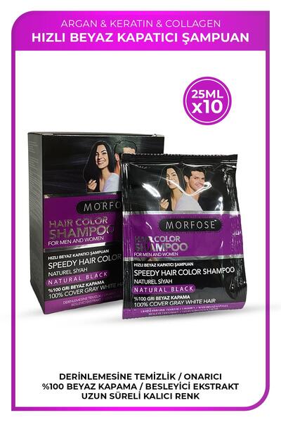 Morfose Beyaz Kapatıcı Şampuan 25 ml 10 lu Paket Siyah