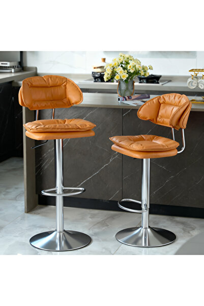 sharpdo 2PCS Bar Chair,High Back Small Round Stool, Comfortable Adjustable High Bar Chair with 360° Swivel