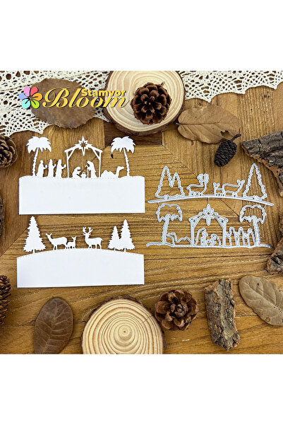 Choice قوالب قطع معدنية نصف مقطوعة لغابة عيد الميلاد الجميلة، مناسبة لقص القصاصات والنقش الزخرفي