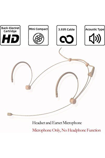 Choice Beige Microphone Headset Headworn Earset Over Ear Hanging Mic for Sennheiser Wireless System Bodypac