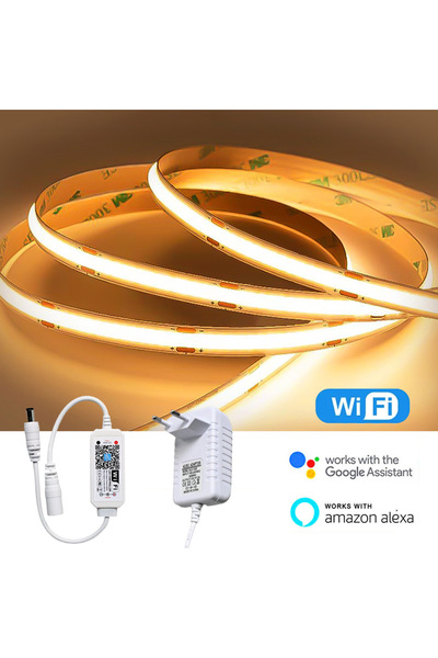 Choice شريط LED COB أبيض دافئ 3000 كلفن مزود بمقبس أوروبي بطول 5 أمتار، شريط ...