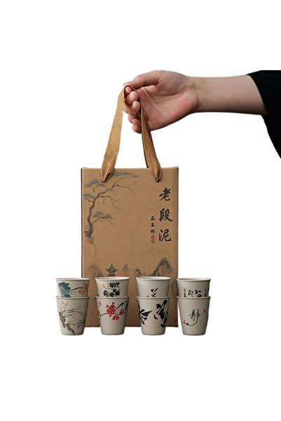 Choice 45ml 8-piece set INS New Coarse Ceramic Teacup Chinese High Teacup Exquisite Ancient Teacup Pe