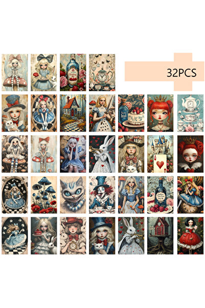 Choice Mixed Color 32pcs, Alice in Wonderland Postcards, Fantasy, Birthday/An...
