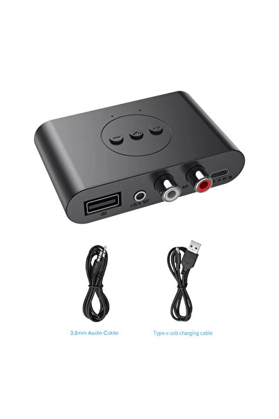 Kebidumei NO RCA Cable Bluetooth 5.3 Audio Receiver NFC U Disk RCA 3.5mm AUX USB Stereo Music Wireless Adapter