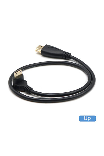 BSN كابل تحويل من HD صغير إلى HD بطول 0.5 متر، مطلي بالذهب، بجودة 1080 بكسل، من ذكر إلى ذكر، متوافق مع منفذ HDMI صغير بزاوية 90 درجة