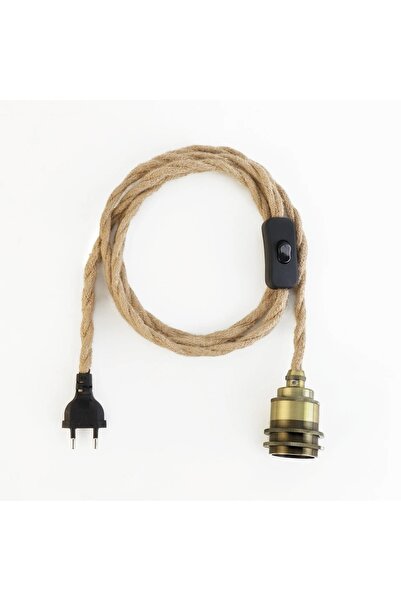 Choice بدون لمبة إضاءة، لون برونزي سماوي، حبل قنب عتيق، كابل بطول مترين مع قا...