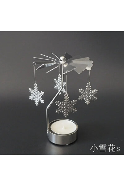 Choice حامل شمعة صغير دائري معدني دوار لتزيين عيد الميلاد على شكل رقاقات الثل...